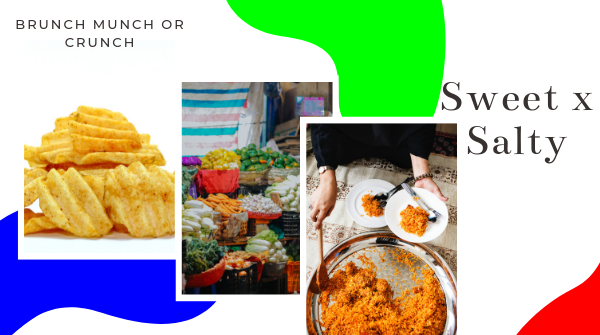 picture has crisps groceries and a lady serving pilau